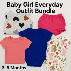 Baby Girl Everyday Outfit Bundle – Size 3-6M – Aer Baby Gear, Carter’s, Bella+Ca
